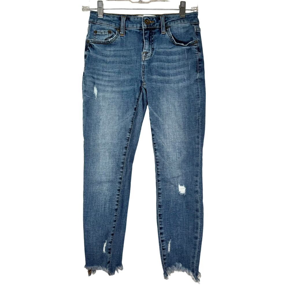 Pistola Medium Wash Chewed Hem Distressed Jeans 25